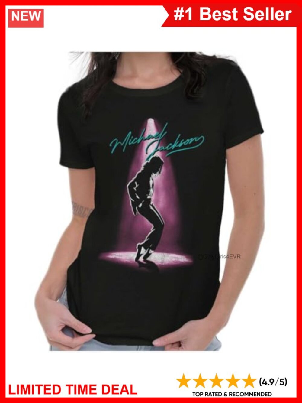 Michael Jackson Toe Stand Graphic Tee Slim Fit Crew Neck Short Sleeve